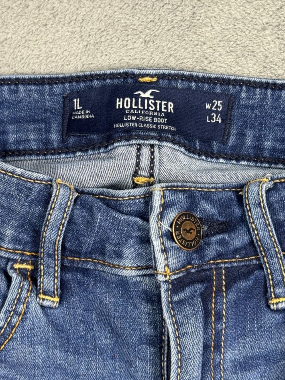 Y2K 2000s Hollister Low Rise Bootcut Jeans Womens 1L Stretch Grunge Denim Blue - Picture 4 of 7
